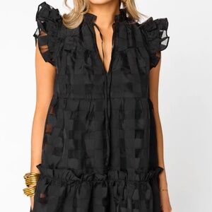 NEW BUDDYLOVE aubrey ruffle short dress in black XL